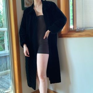 Black Quilted Velvet Winter Coat